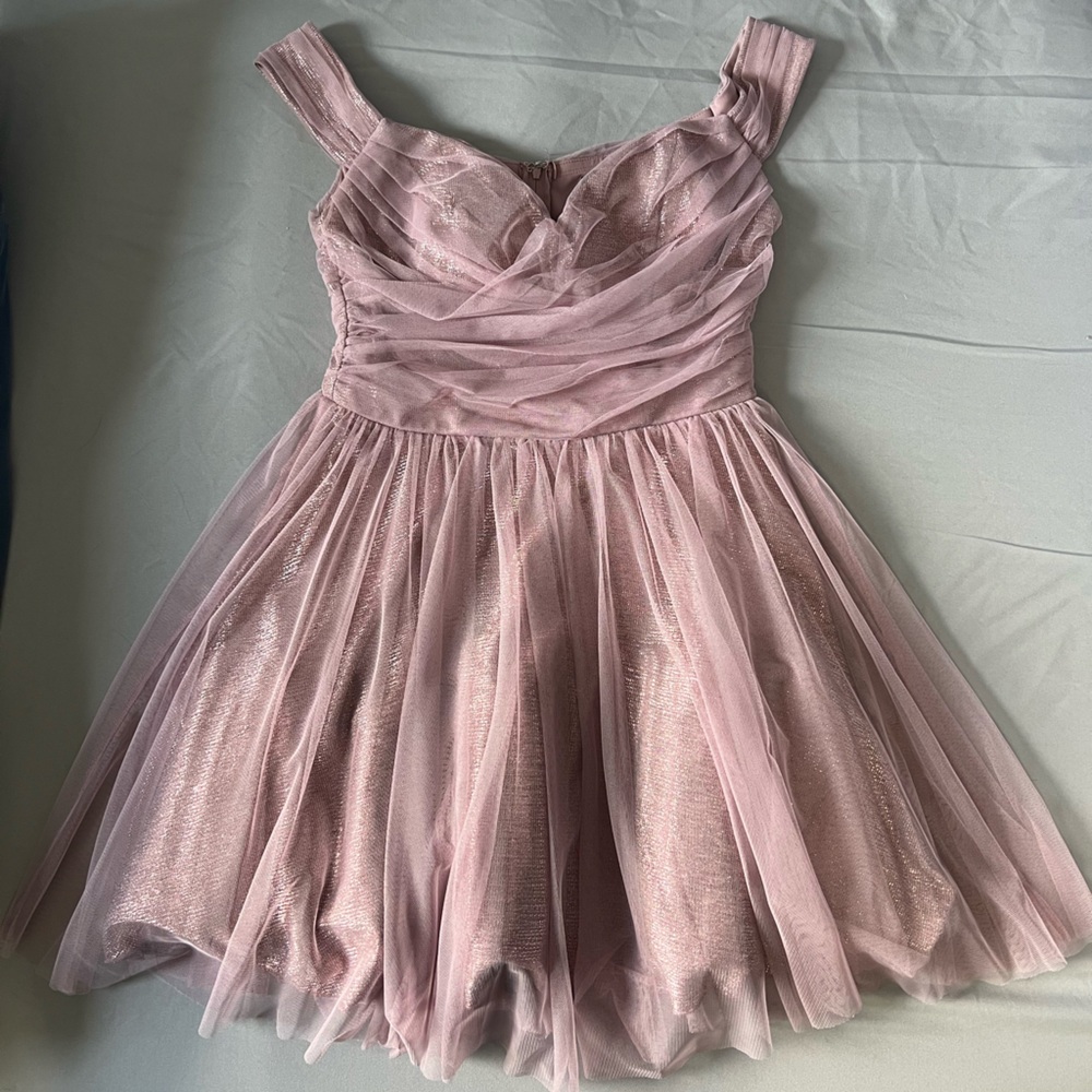 Pink Pleated Ruched Sweetheart Mini Dress